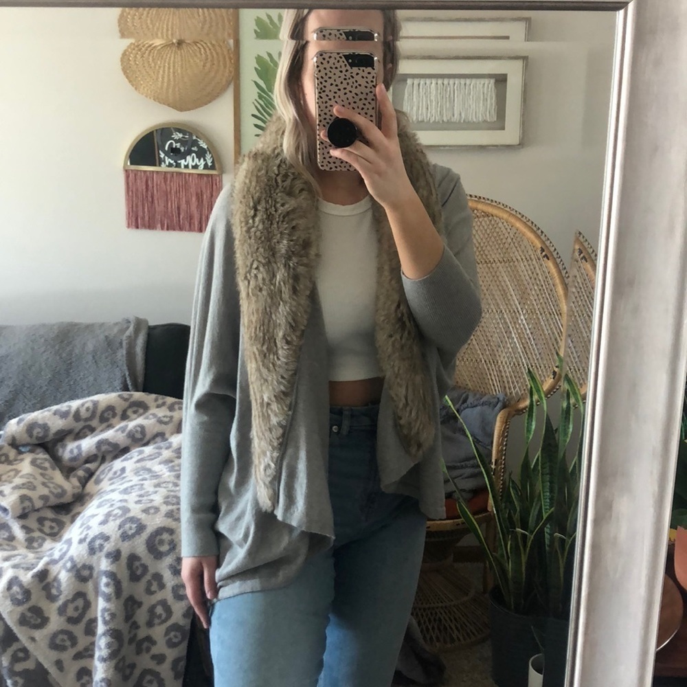 Calvin Klein Faux Fur Cardigan